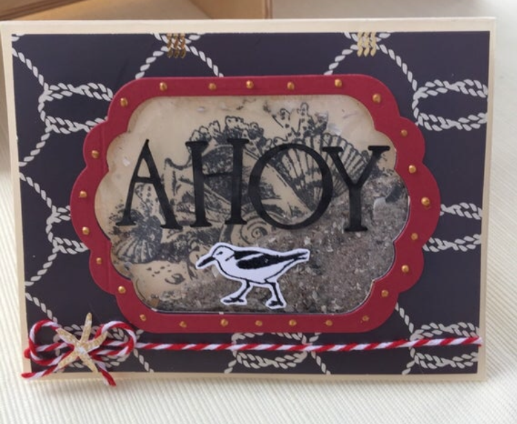 Ahoy shaker card with real beach sand