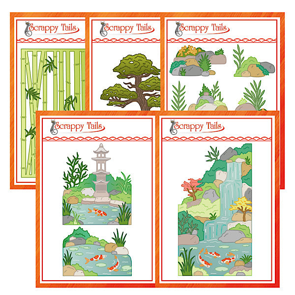 5 Piece Waterfall Koi Pond Metal Craft Die Bundle