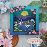 Japanese Cherry Blossom Mountain & Crane Add-On Metal Craft Die