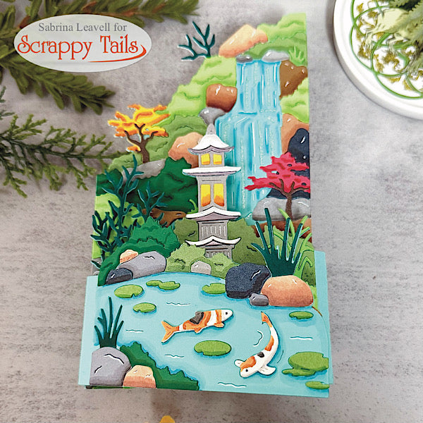 Waterfall Koi Pond Trifold Metal Craft Die