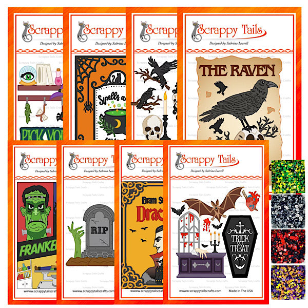 Save 5% + 4 FREE embellishment mixes- Limited Time -  Classic Horror Novel Metal Craft Die Bundle