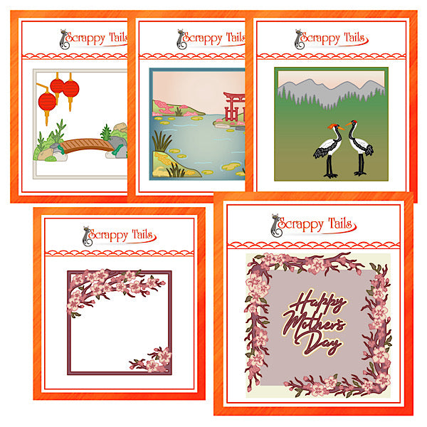 5 Piece Japanese Cherry Blossom Metal Craft Die Bundle