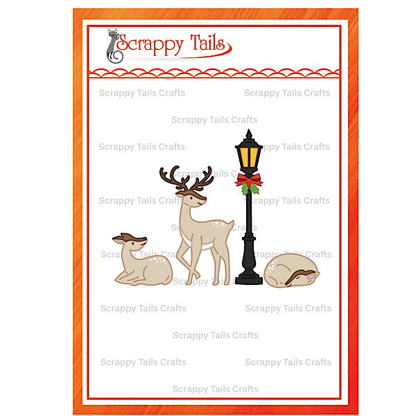 Snow Globe Deer Trio & Street Lantern Add-On Metal Craft Die