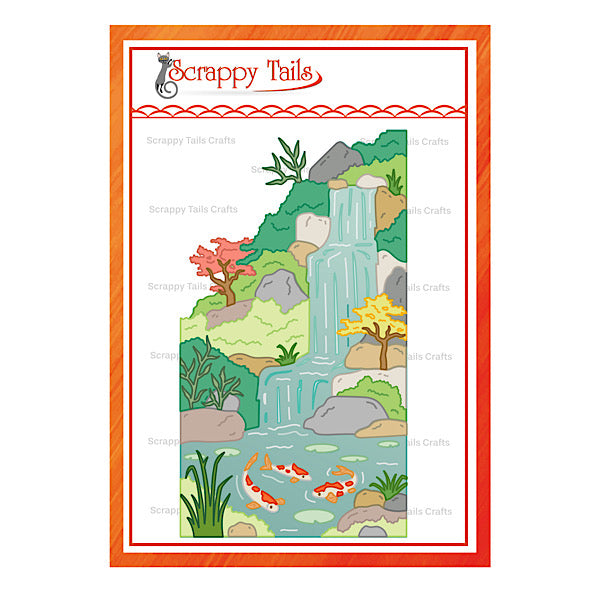 Waterfall Koi Pond Trifold Metal Craft Die