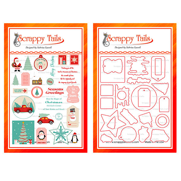 6x8 Christmas Postcards and Tags Stamp Set and Coordinating Die Bundle