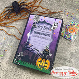 6x8 Cute Halloween Party Stamp and Coordinating Metal Craft Die Set