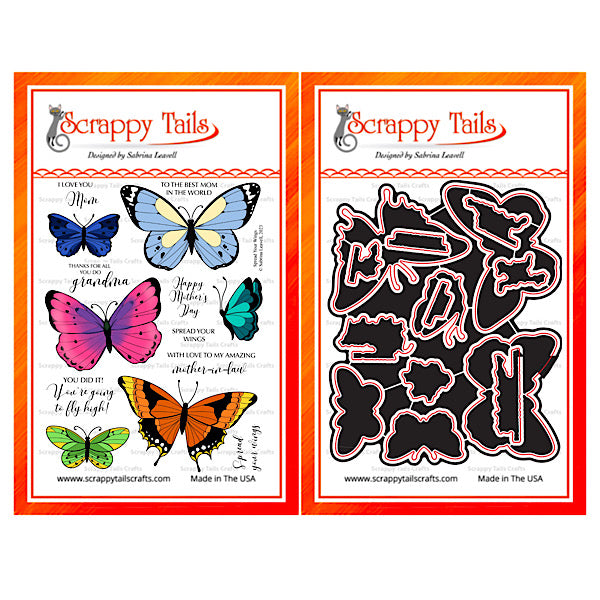 6x8 Spread Your Wings Stamp And Coordinating Metal Craft Die Bundle