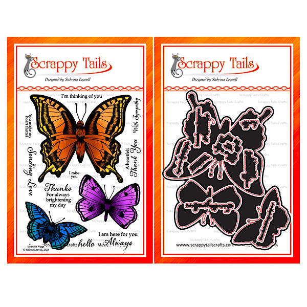 6x8 Heartfelt Wings Stamp And Coordinating Metal Craft Die Bundle